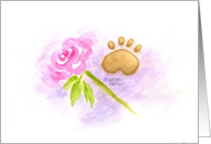 Pet Sympathy Rose Paw Print Caring Thoughts card
