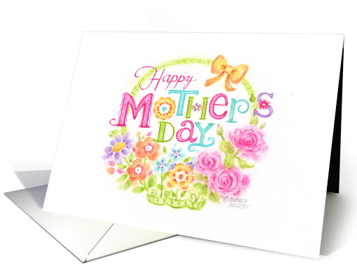 Mother's Day Spring Flower Basket Bright and Beautiful Day card