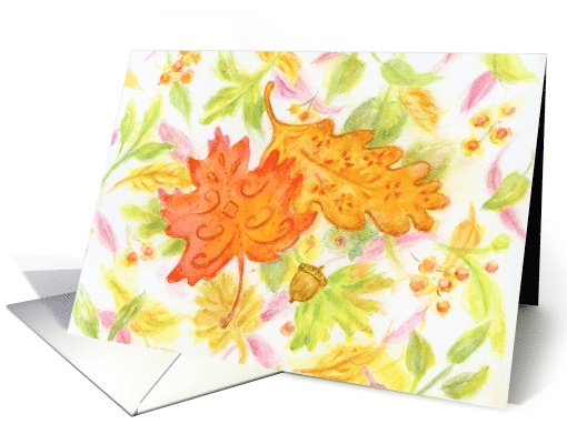 Thanksgiving Elegant Leaves Celebration Blessings card (1585518)