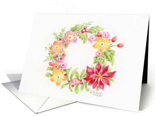 Thank you For the Gift Christmas Floral Medley Wreath Appreciated card