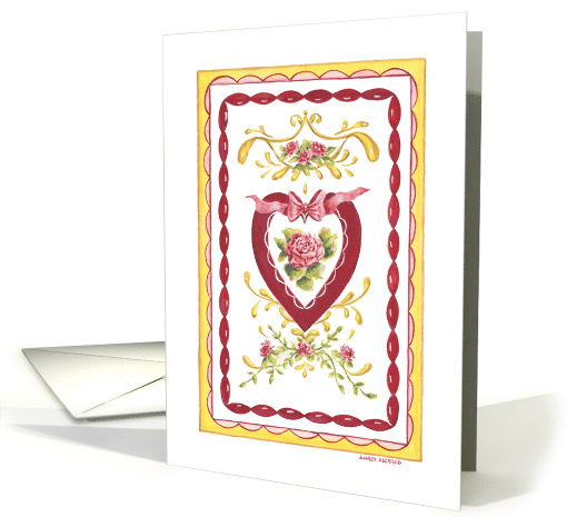 Friend Valentine Victorian Heart and Flowers Beautiful Day card