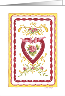 Valentine’s Day Birthday Victorian Heart and Flowers Beautiful Day card