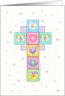 Christian Easter Cross Patchwork Celebrate God Joys Blessings card