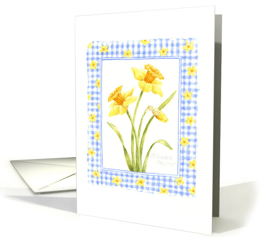 Thinking Of You Yellow Daffodils With Blue Gingham Caring... (162583)
