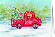 Christmas Red Truck Country Christmas Traveling Joys card