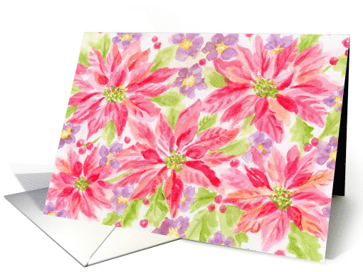 Christmas Gift Card Enclosed Beautifully Bright Poinsettias Enjoy card