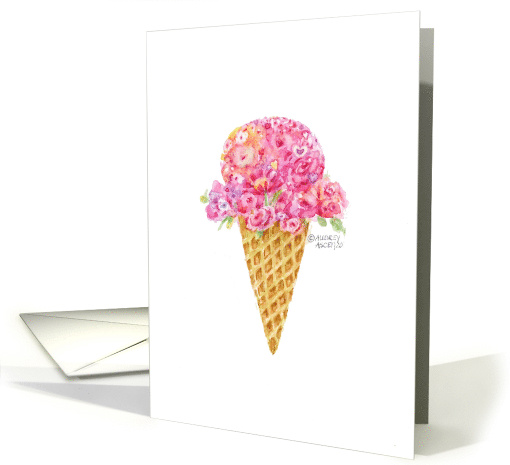 Birthday Flower Ice Cream Cone Wonderful Celebration Sweet As You card
