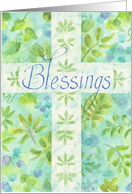 Thinking of You Blue Cross Religious Blessings of Joy Comfort Peace card