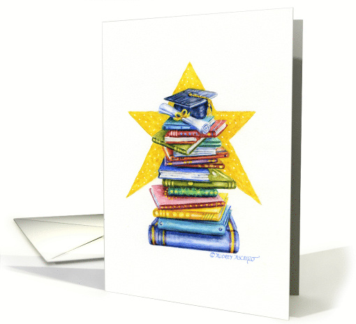 Graduation Congratulations Stack of Books You Are a Shining Star card