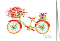 Christmas Gift Enclosed Bicycle Fun Flower Basket Joy and Peace card