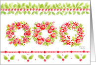 Christian Christmas Beautiful Wreath Trio of Flowers Jesus Bless You card