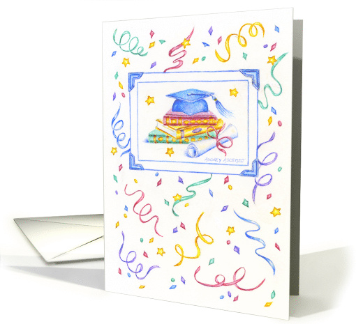Graduation Congratulations Celebration Cap Books & Diploma card