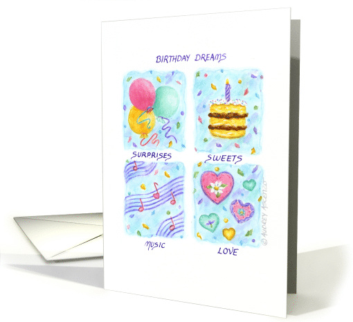 Birthday All About YOU Dreams Wishes Surprise Sweets Music Love card