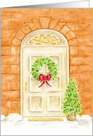 Christian Christmas Holiday Door Wreath Joy and Peace Home Blessings card