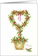 Christian Christmas Heart Topiary Blessings of Love Joy Peace card