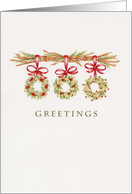 Christian Christmas Three Wreath Evergreen Branch Greetings Blessings card