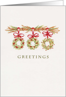 Gift Enclosed Christmas Greetings Three Wreath Evergreen Branch Enjoy card