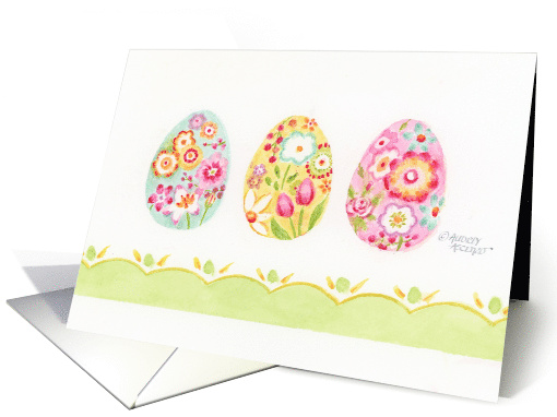 Easter Christian Three Decorative Eggs God Bless You Enjoy Spring card