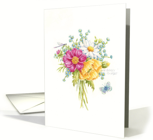 Christian Birthday Summer Flower Bouquet Blessings card (1775406)