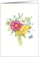 Christian Birthday Summer Flower Bouquet Blessings card