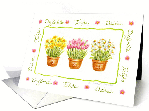 Thank You Garden Daffodils,Tulips, And Daisies card (178188)