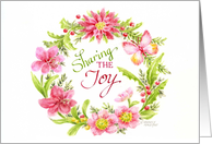 Christmas Christian Wreath Sharing the Joy Comforting Peace card