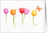 Easter Colorful Tulips Butterfly Beautiful Blessings of Spring card