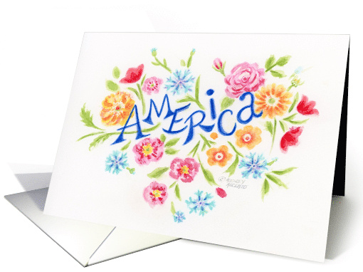 America Floral Heart Greetings From the United States card (1852020)