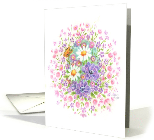 Birthday Daises and Anemones Happiness Many Wishes Beautiful Day card