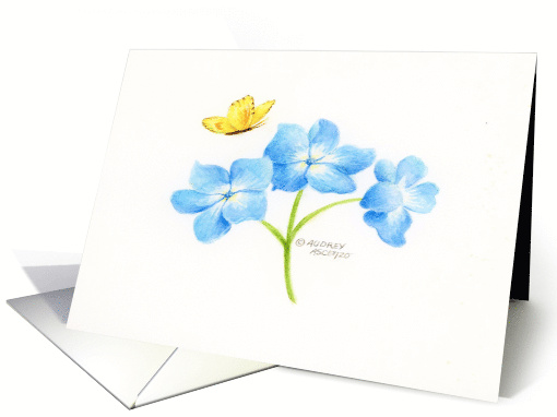 Thinking of You Blue Hydrangea Sprig Special Thoughts Caring card