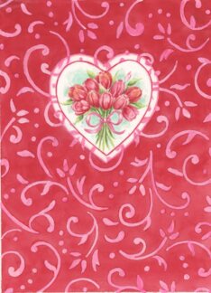 Valentine Religious Tulip Bouquet Heart Dancing Vine Blessings