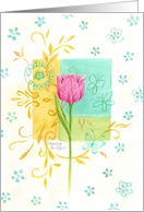 Birthday Pink Tulip Caring Thoughts Peace Happiness Wishes card
