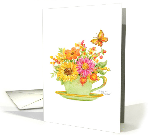 Thanksgiving Autumn Teacup Bright Beautiful Day Blessings card