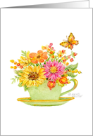 Thinking of You Autumn Floral Teacup Beautiful Day Caring Thoughts card