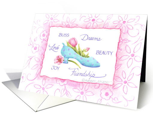 Birthday Pink Tulip Flower Shoe Sweet As You Dreams Come True card