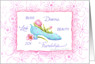 Birthday Pink Tulip Flower Shoe Sweet As You Dreams Come True card