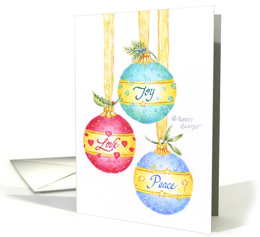 Christmas Ornaments Gifts of Joy Love & Peace card (232856)