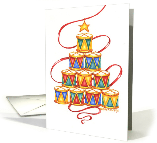 Christmas Tree of Colorful Drums Joy to You card (264074)