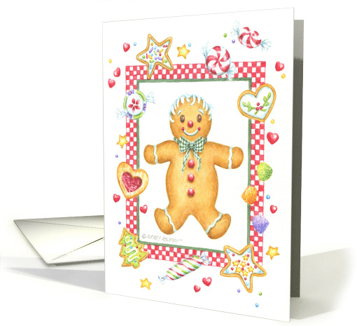 Christmas Gingerbread Man Cookie Goodies Joy and Fun card (270714)