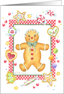 Christmas Gingerbread Man Cookie Goodies Joy and Fun card