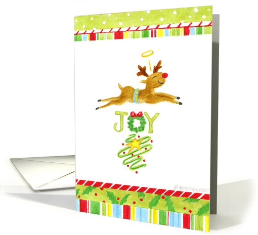 Christmas Reindeer Angelic Deer Overjoyed Excited Happiness card