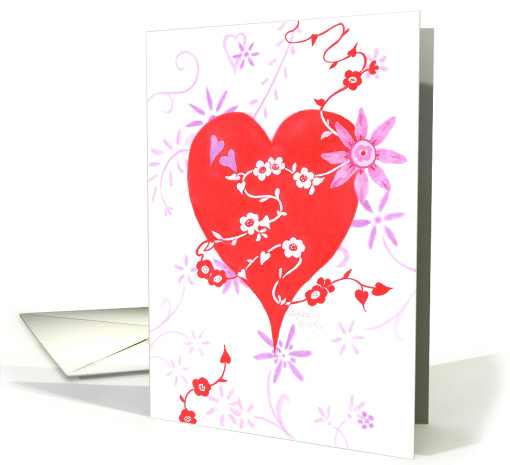 Valentine's Day Big Heart And Flowers Joy Love Happiness card (350334)