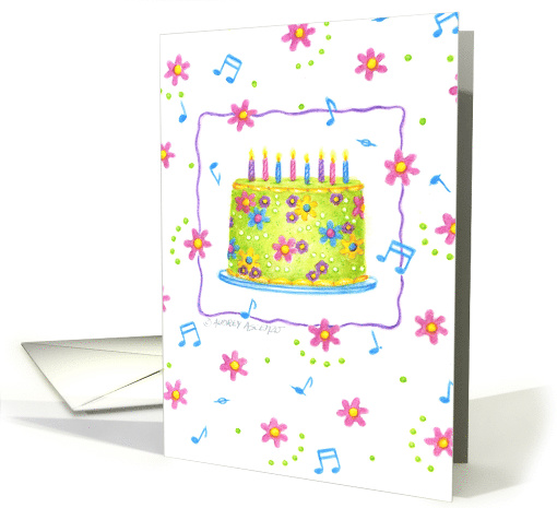 Birthday Cake Fun Flowers And Music card (420780)