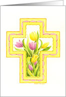 Easter Christian Beautiful Tulip Cross Joy and Peace card