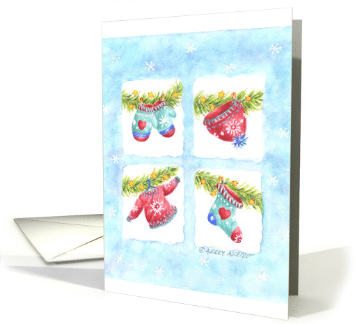 Thank You Christmas Garland of Warm Winter Clothes Very Special card