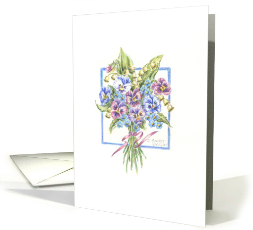 Sympathy Flowers Bouquet Pansies And Lily Of The Valley Prayers card