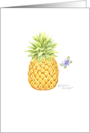 Blank Note Delightful Pineapple With Butterfly All Occasion card