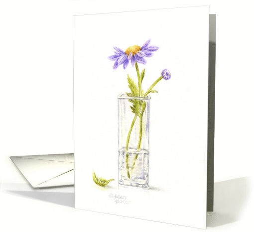 Sympathy Thank You Purple Daisy In Vase Thoughtful Comforting card