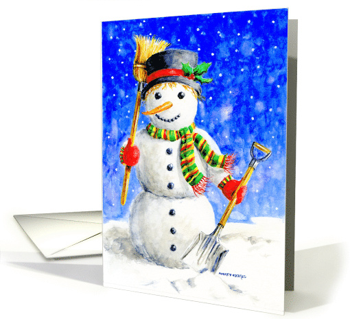 Christmas We've Moved Change Of Address Busy Snowman New Home card