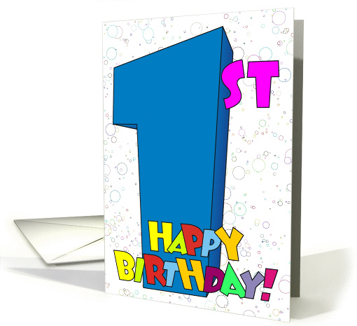 1st Birthday Bubbles card (452909)
